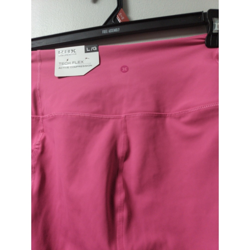 Reebok Women Pink Tech Flex Compression Active Pants Cell Pocket  Large  NWT